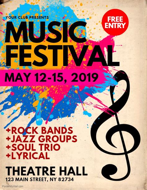 Music festival flyer poster social media template creative design ...