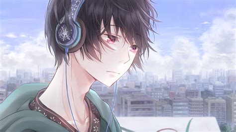 Download wallpaper 1920x1080 boy, headphones, music, sad, anime full hd ...