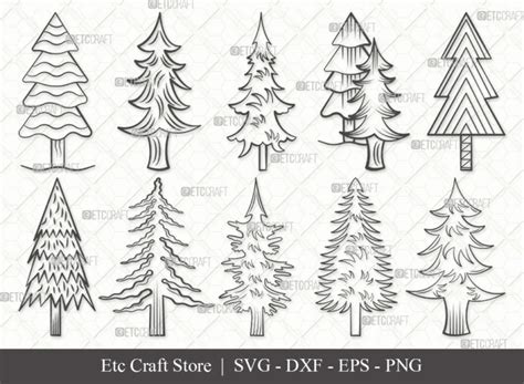 Pine Tree Outline SVG Cut File | Pine Svg |Christmas Tree Svg | Bundle ...