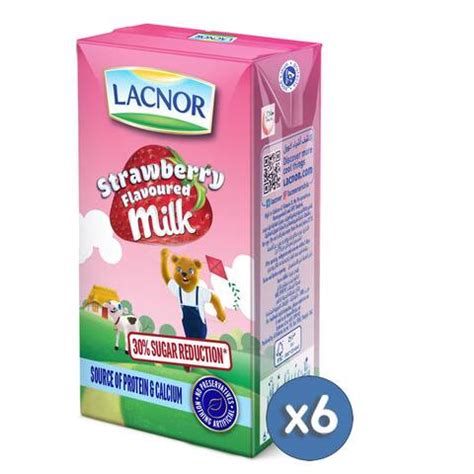 Buy Lacnor Essentials Strawberry Flavoured Milk 125ml x6 Online - Shop Fresh Food on Carrefour UAE