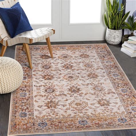 Amazon.com: Art&Tuft Floral 5x7 Area Rugs - Stain Resistant Washable Rug, Non-Skid Ultra Thin ...