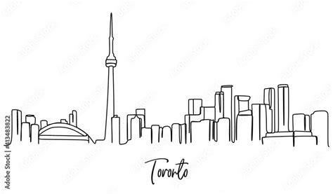 Toronto Canada skyline - Continuous one line drawing Stock Vector ...