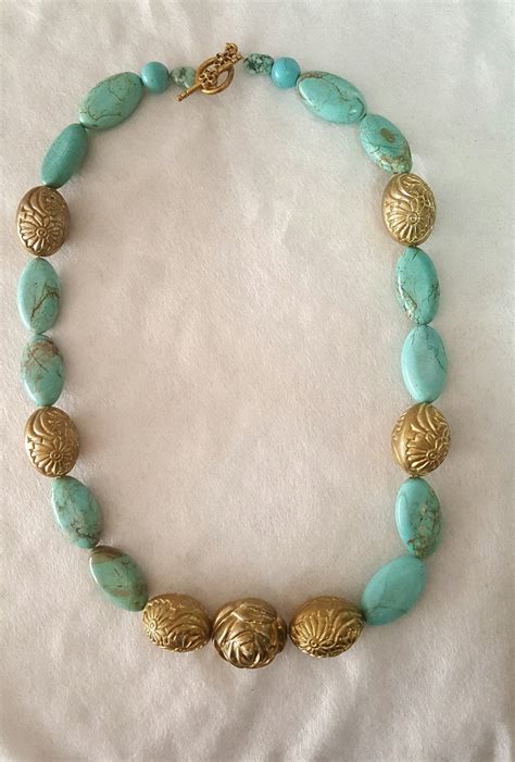 Turquoise Necklace/Vintage Natural Turquoise Necklace/Genuine