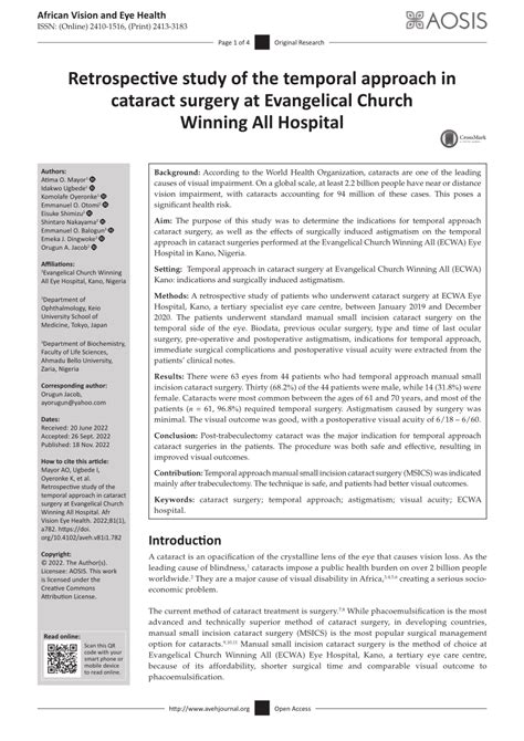 (PDF) Retrospective study of the temporal approach in cataract surgery at Evangelical Church ...