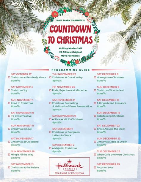 Full List of Hallmark Channel Countdown to Christmas Holiday Movies ...