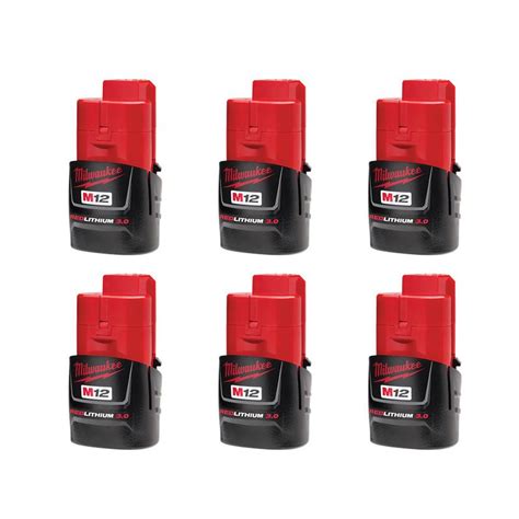 Milwaukee M12 12-Volt Lithium-Ion Compact Battery Pack 3.0Ah (6-Pack ...