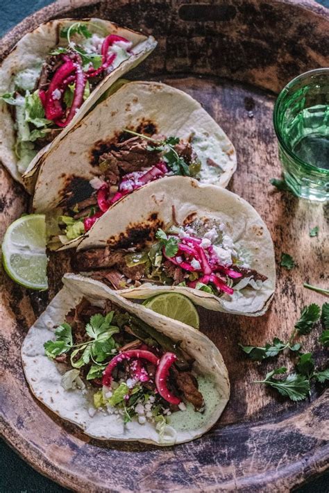 Slow Cooker Carne Asada Tacos with Cilantro-Lime Cream - My Kitchen Little