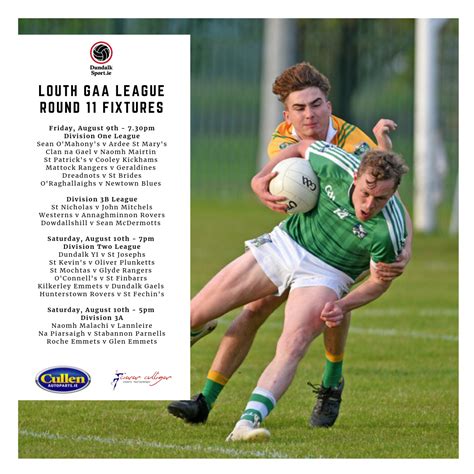 GAA | This weekend’s final round of Louth GAA league fixtures | by Gavin McLaughlin | Dundalk ...