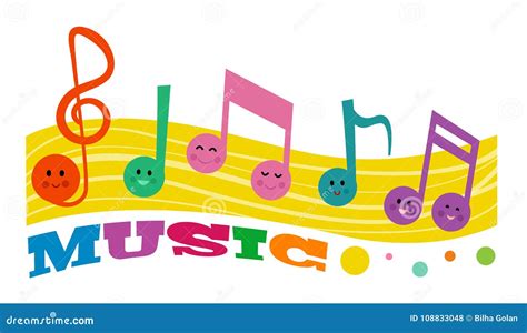 Cute Happy Music Notes Vector Illustration | CartoonDealer.com #108833048