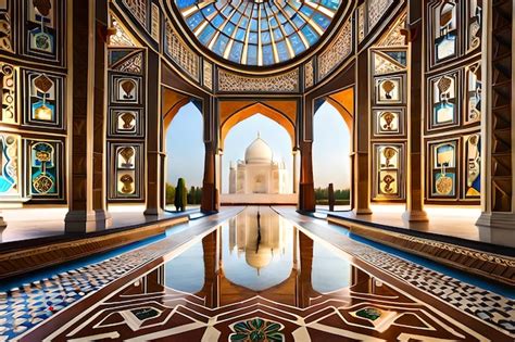 Premium Photo | A view of the taj mahal from inside a building