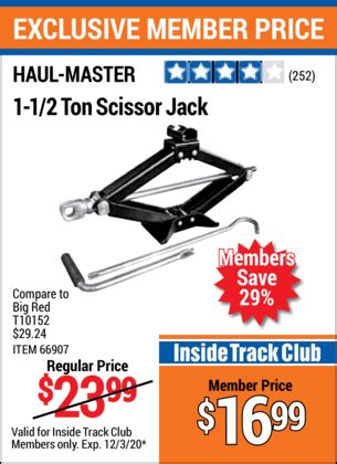 HAUL-MASTER 1.5 ton Scissor Jack for $16.99 – Harbor Freight Coupons