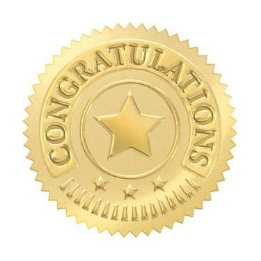 32 Gold embossed congratulations certificate award seals stickers | Certificate of achievement ...