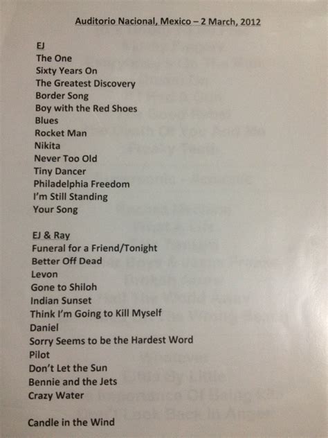 Elton John Dodger Stadium Setlist - YASWAO