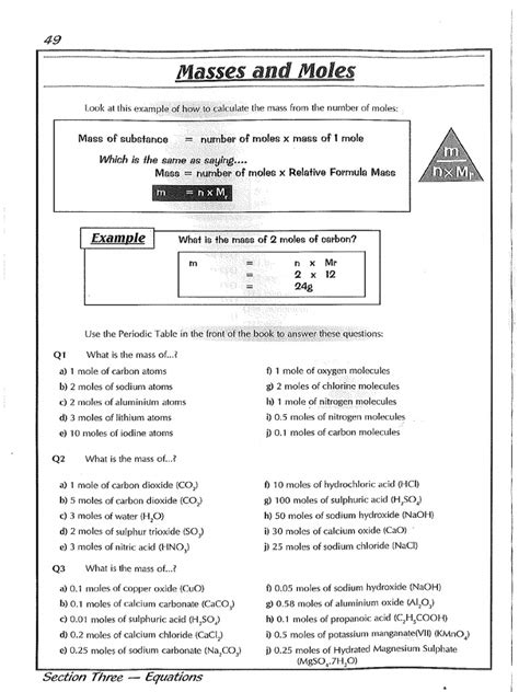 Gcse Chemistry Moles Worksheet