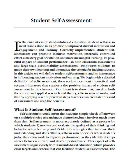 Self-assessment - 46+ Examples, Word, Docs, Pages, PDF