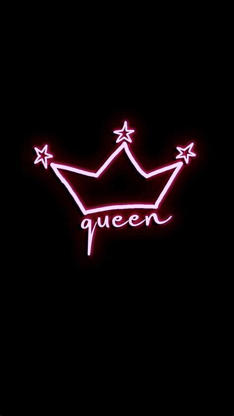 Queen and crown, 80s, black, drawing, light, neon, neon light, pink, retro, self estime, HD ...