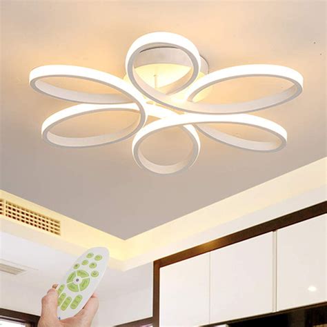 LED Flower Shaped Ceiling Light Bedroom Dimmable Flush Mount Lighting ...