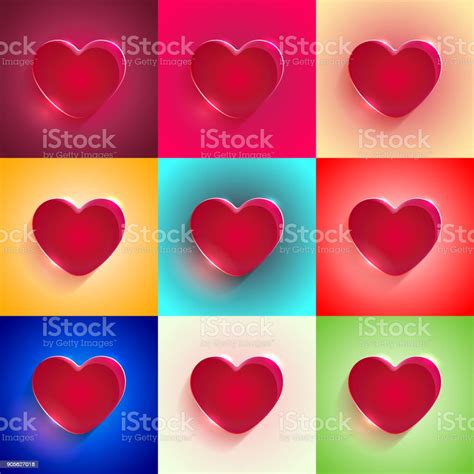 Set Big Red Heart Stock Illustration - Download Image Now - Abstract, Abstract Backgrounds, Art ...