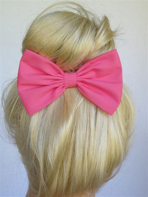 Hot Pink hair bow clip handmade accessories alligator clips