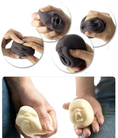 10PCS Black White Squishy Human Face Anti Stress Squishy Clay Kids Crafts Funny Relieve Pressure ...