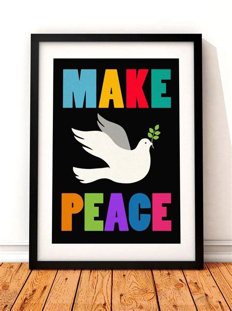 Peace Print, Make Peace Art Print,Art Print, Slogan Art, Art Print, Make Peace Not War, Poater ...