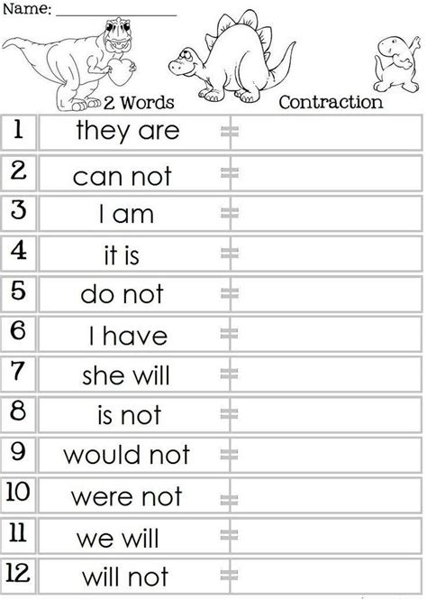 Grade 2 Contractions Worksheet