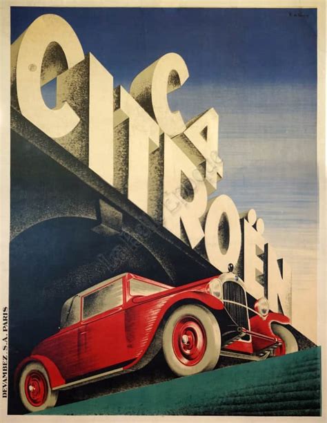 French Art Deco Vintage Automobile Poster for 'Citroen C4' by Roger de ...