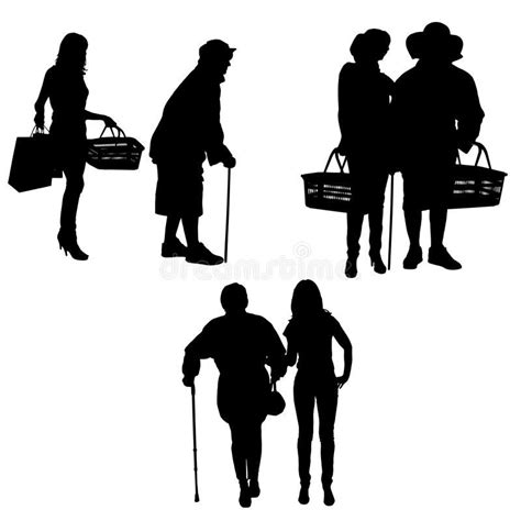 Vector silhouette of old people. Vector silhouette of old people on ...