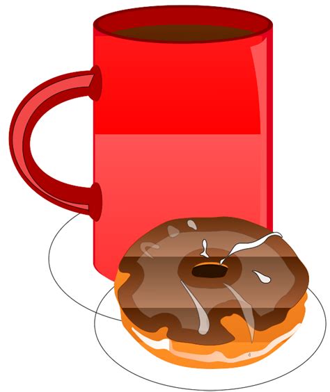 Coffee and doughnut vector drawing | Public domain vectors