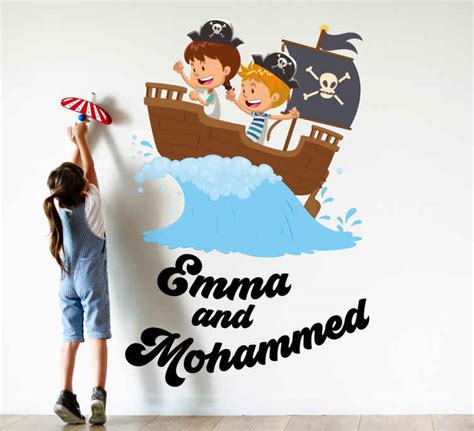 Pirate kids and boat Kids Bedroom Wall Sticker - TenStickers