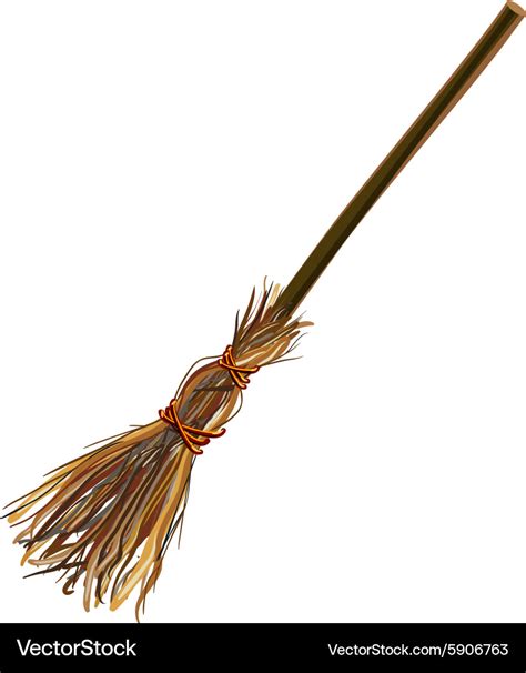 Witches broom stick Old broom Halloween Royalty Free Vector