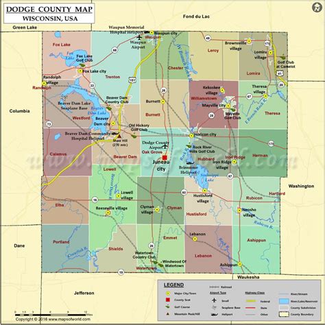 Dodge County Map, Wisconsin