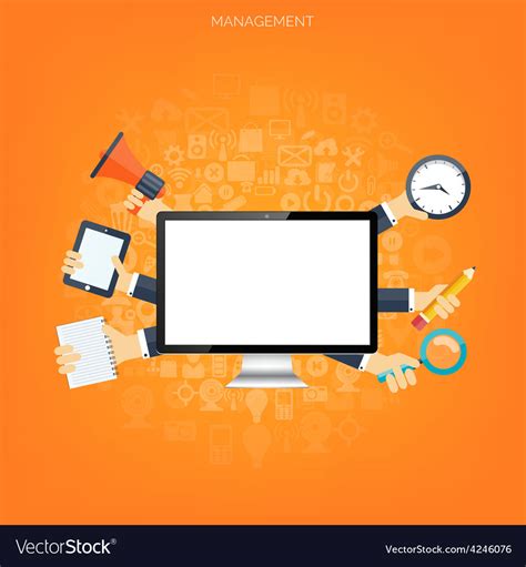 Flat management background Business and marketing Vector Image