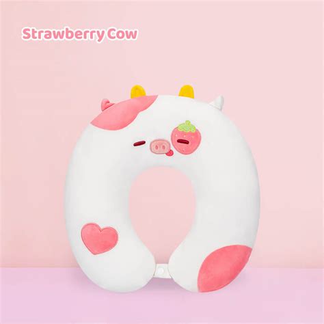 Strawberry Cow Flip Pillow Reversible Neck Pillow Kawaii Plush Pillow ...