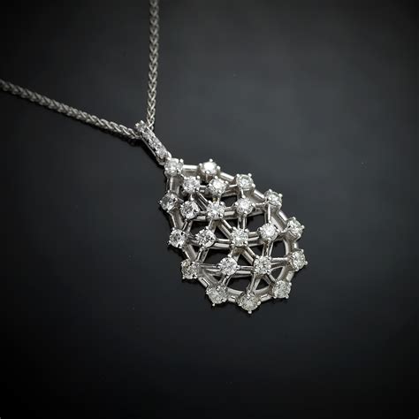 Diamond Latticework Pendant in 14K White Gold - John Marmo