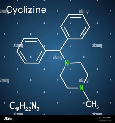 Cyclizine molecule. It is histamine H1 antagonist, is used to treat or prevent motion sickness ...