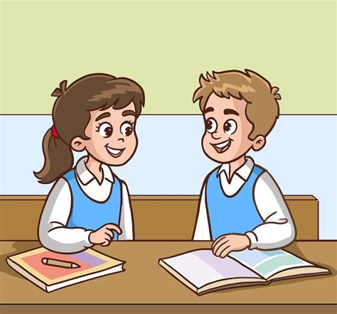 Premium Vector | Cute little students talking in class cartoon vector illustration