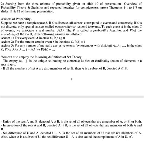 Solved 2) Starting from the three axioms of probability | Chegg.com