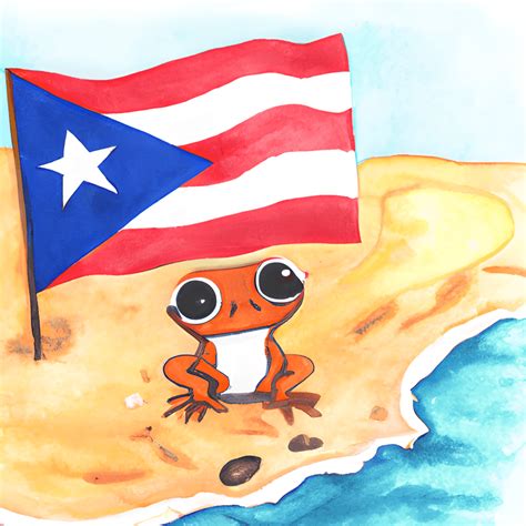 Puerto Rico Flag on Beach with Coqui · Creative Fabrica