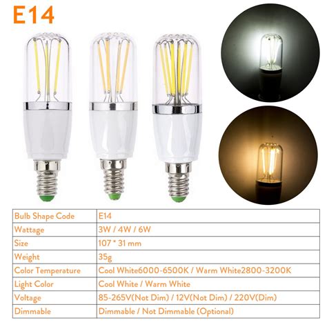 Dimmable E14 E27 B22 LED Filament Light Bulbs Chandelier Candle Lamp ...