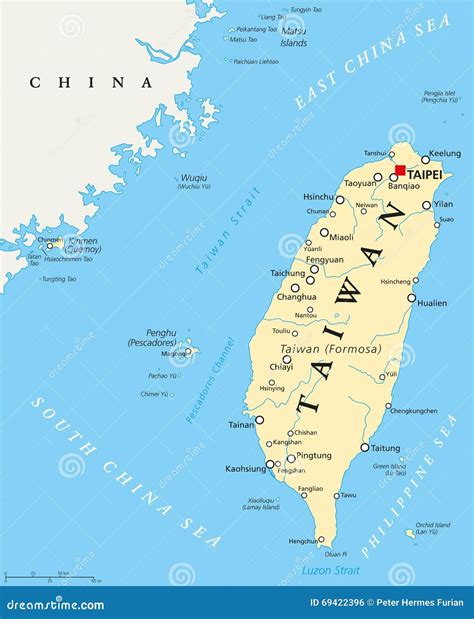 Taiwan Map - Republic Of China ROC, Is A State In East Asia Vector ...