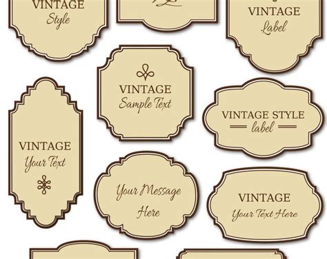 Vintage Labels Clip Art // 10 Digital Frames PNG Files Vector - Etsy