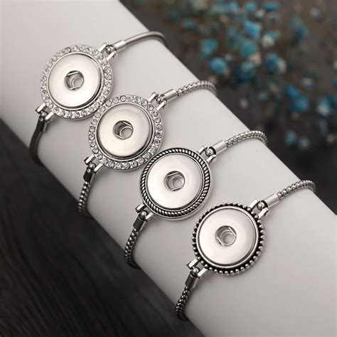 Aliexpress.com : Buy Hot Sale Silver Snap Chain Bracelets Metal 18mm Snap Button Bracelet Bangle ...
