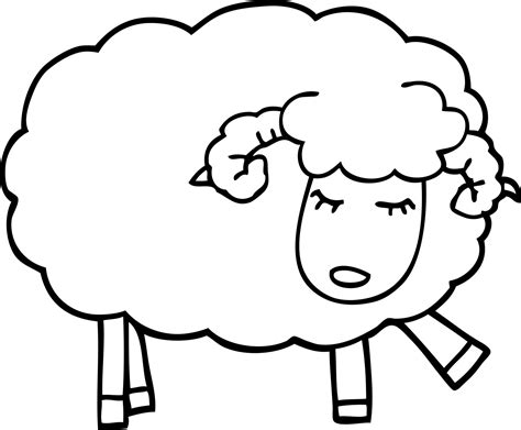 line drawing cartoon cute sheep 12147703 Vector Art at Vecteezy