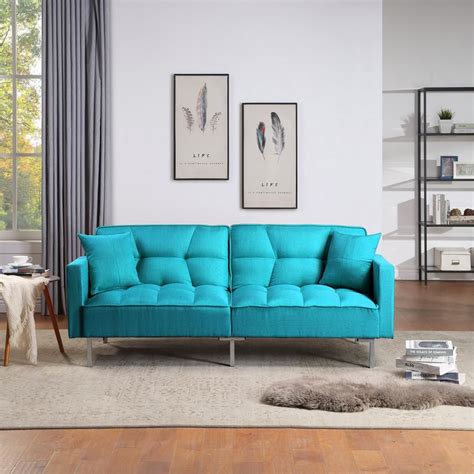 Harper & Bright Designs Blue Upholstery Fabric Sofa Bed-WF193394AAC - The Home Depot in 2020 ...