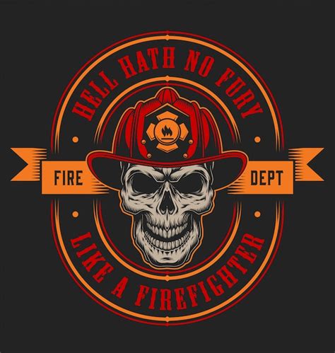 Free Vector | Vintage firefighter colorful label template with fireman skull in helmet and ...