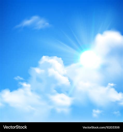 Sun and clouds background Royalty Free Vector Image