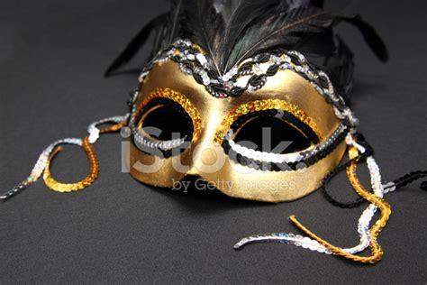 Gold And Black Mardi Gras Mask With Feathers Stock Photo | Royalty-Free | FreeImages