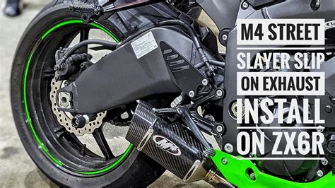 M4 Street Slayer Slip-On Exhaust install On Kawasaki zx6r - YouTube