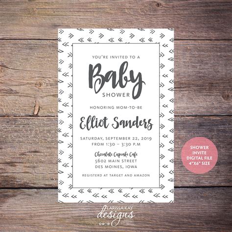 Modern Baby Shower Invite, Gender Neutral, Boy or Girl Invitation, Printable Digit… | Baby ...